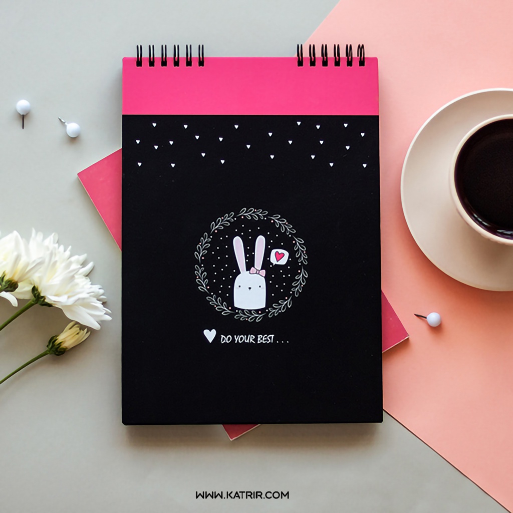 دفتر طراحی برگ ( Barg ) مدل خرگوشی ، کاغذ مشکی ، سایز B5