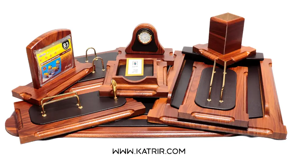 ست رومیزی اداری ، مدل چوب و چرم ، مدیریتی ، 9 تکه