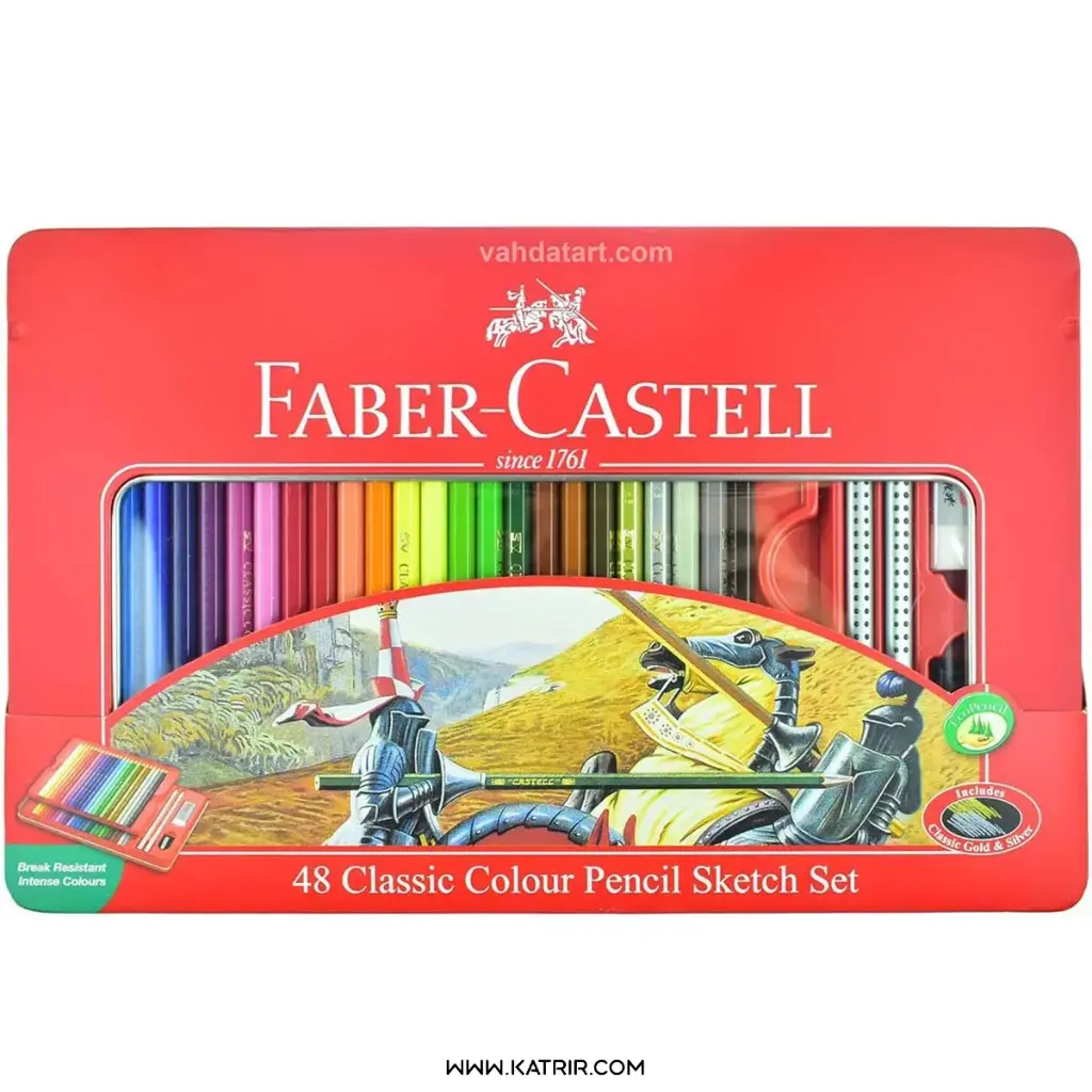مداد رنگی فابرکاستل ( Faber-castel ) مدل جعبه فلزی 48 رنگ ، کد 5849