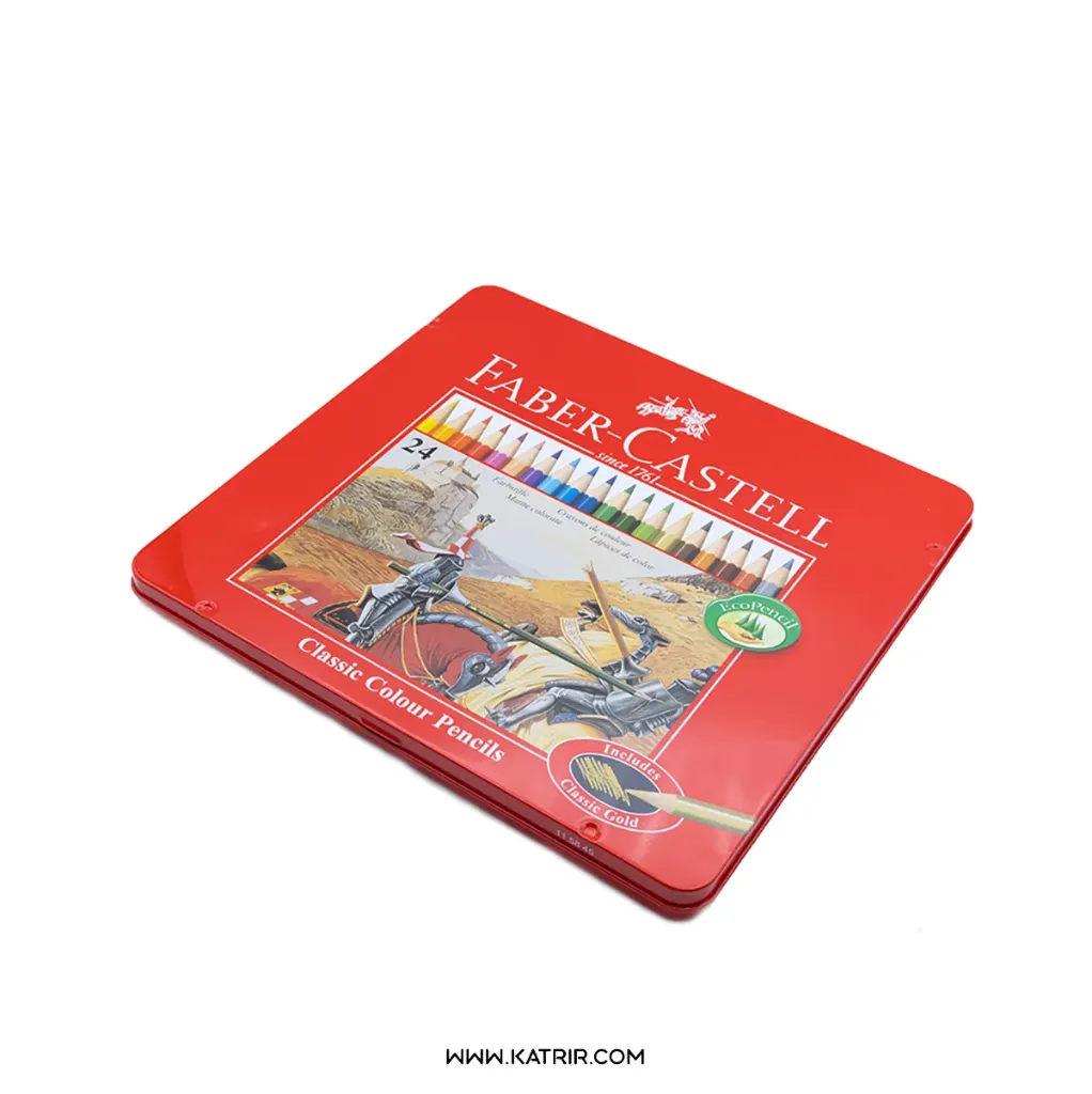 مداد رنگی فابرکاستل ( Faber-castel ) مدل جعبه فلزی 24 رنگ ، کد 5845