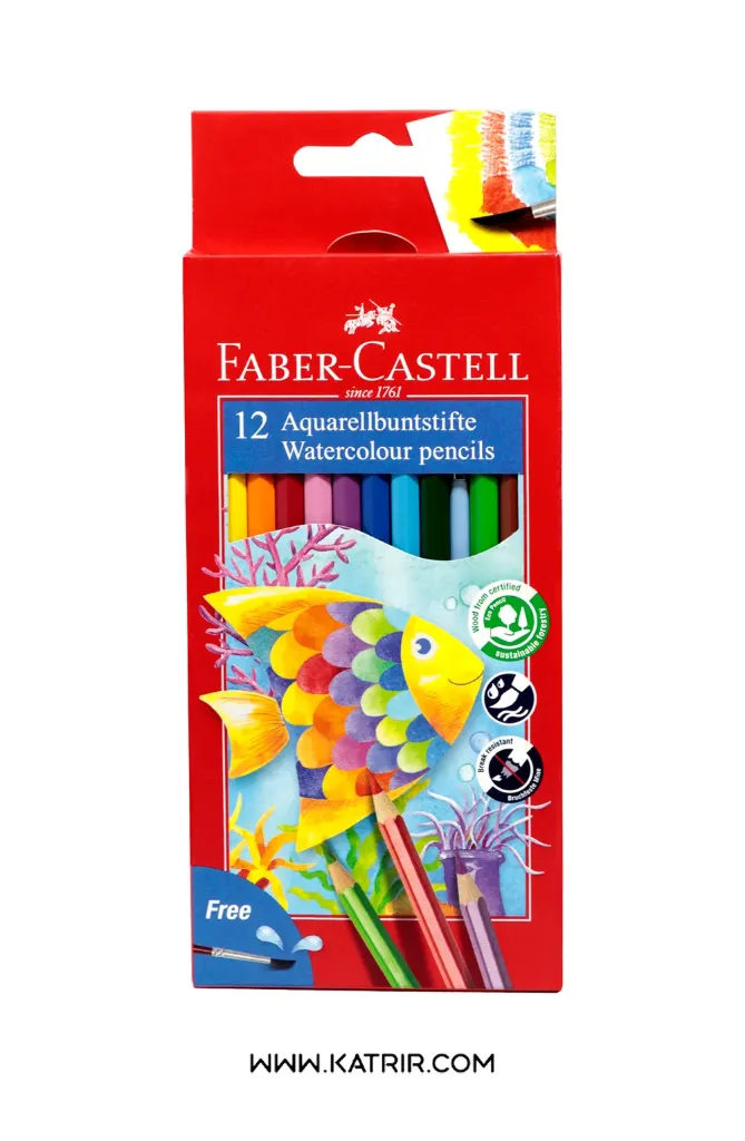 مداد رنگی فابرکاستل ( Faber-castel ) مدل 12 رنگ ، آبرنگی ، جعبه مقوایی ، کد 4413