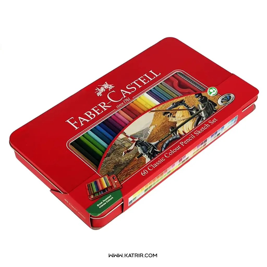 مداد رنگی فابرکاستل ( Faber-castel ) مدل جعبه فلزی 60 رنگ ، کد 5893