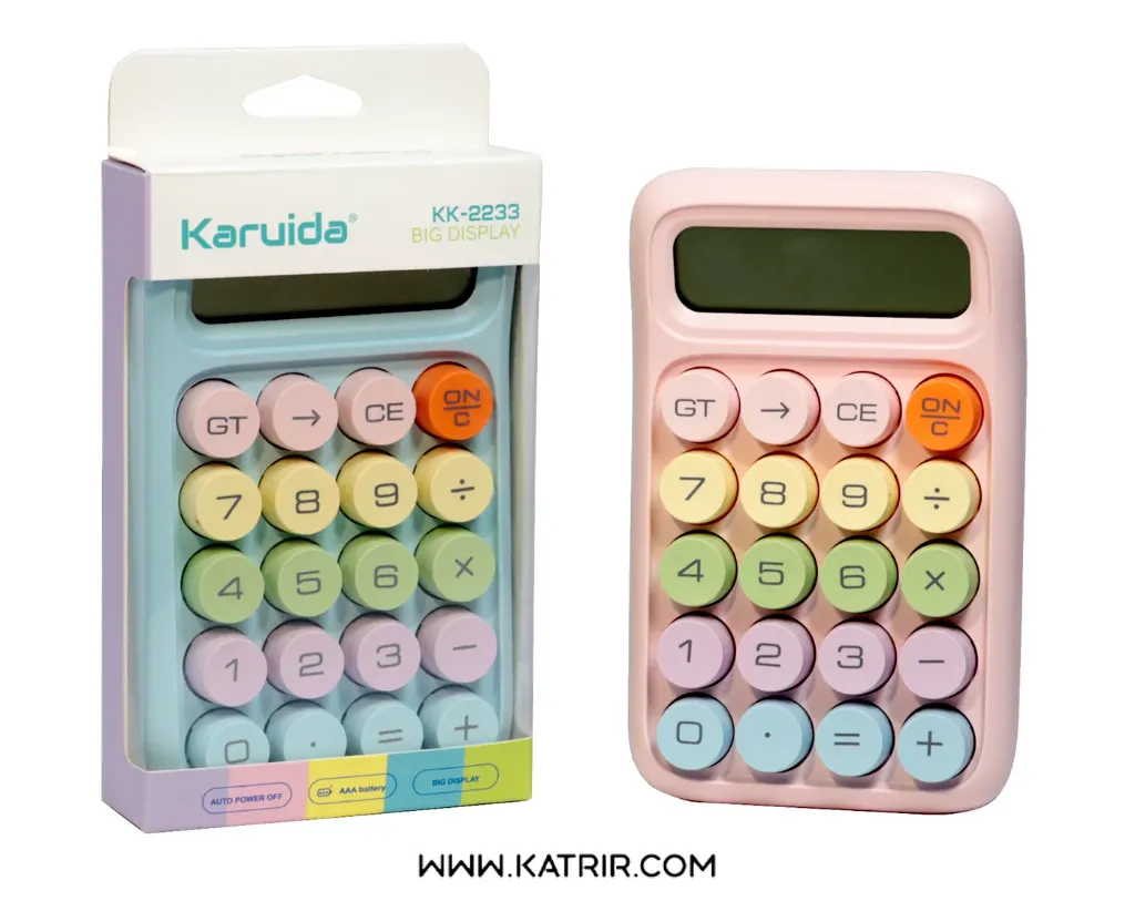 ماشین حساب کارویدا (Karuide) مدل رومیزی فانتزی ،دکمه گرد ، رنگی  ، کد 2280