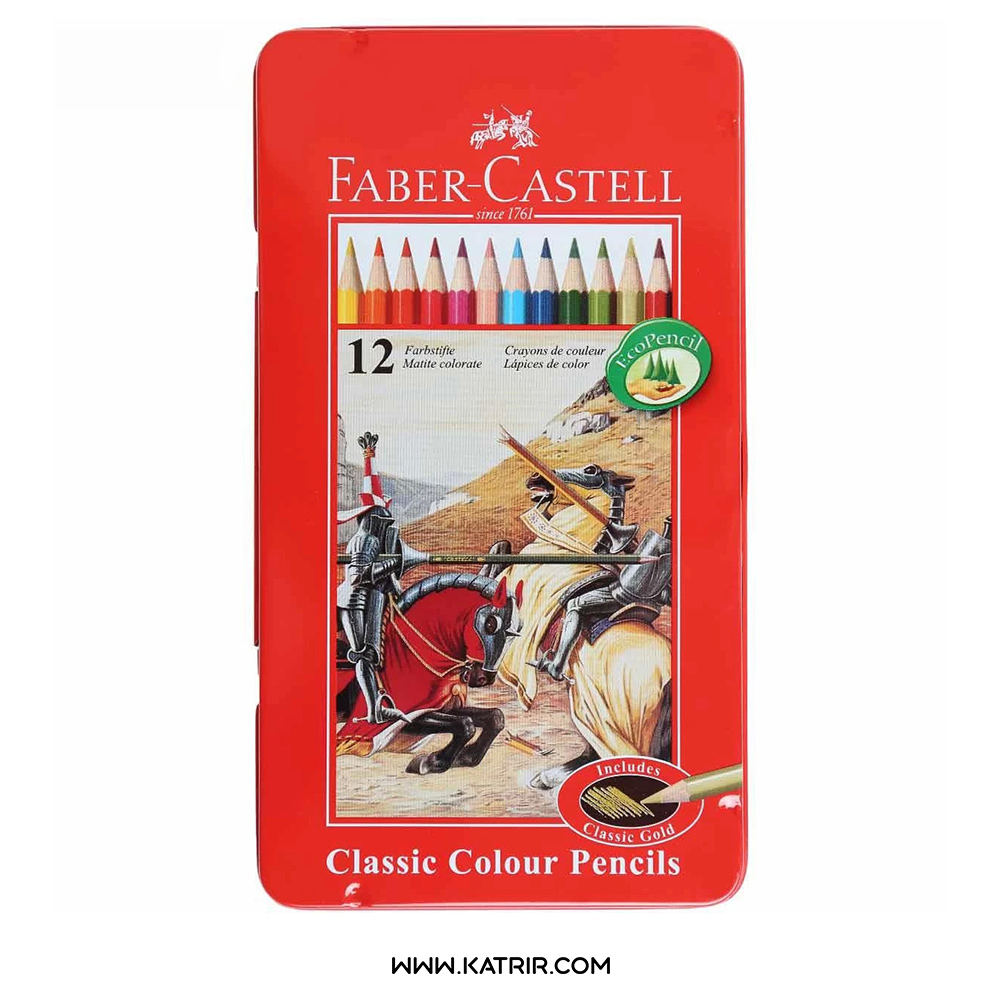 مداد رنگی 12 رنگ فابرکاستل ( Faber Castell ) جعبه فلزی - کد 115844