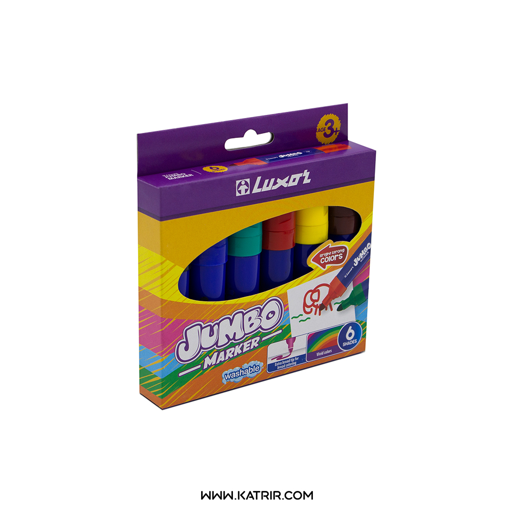 ماژیک نقاشی 6 رنگ لاکسر (luxor ) مدل جامبو ( Jumbo ) - کد 6190/6