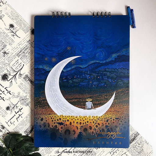 دفتر طراحی هشتگ ( Hashtag ) مدل ونگوگ ، در 3 سایز